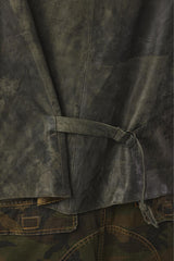 Faded Sage Green Leather Vest舊化灰綠色皮革背心