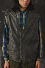 Faded Sage Green Leather Vest舊化灰綠色皮革背心