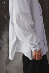 refomed - WRIST PATCH WIDE SHIRT "STRIPE" 日本設計師品牌 條紋寬幅縮口袋長袖襯衫