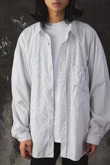 refomed - WRIST PATCH WIDE SHIRT "STRIPE" 日本設計師品牌 條紋寬幅縮口袋長袖襯衫