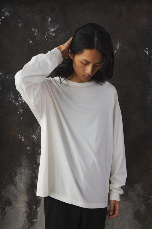 YOKE Cotton Long Sleeve T-Shirt Off White 日本設計師品牌 棉質米白色長袖 T 恤