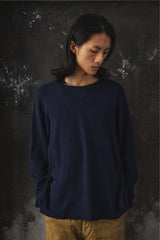 Porter Classic H/W THERMAL CREWNECK Navy 手工刺繡感華格夫針織圓領衫