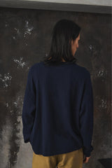 Porter Classic H/W THERMAL CREWNECK Navy 手工刺繡感華格夫針織圓領衫