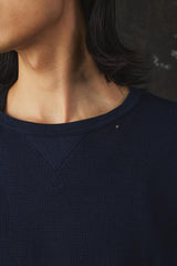 Porter Classic H/W THERMAL CREWNECK Navy 手工刺繡感華格夫針織圓領衫