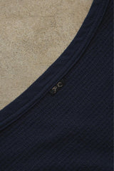 Porter Classic H/W THERMAL CREWNECK Navy 手工刺繡感華格夫針織圓領衫
