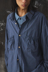 refomed WRIST PATCH WIDE SHIRT "CHECK" 日本設計師品牌 寬幅雙口袋格紋長袖襯衫