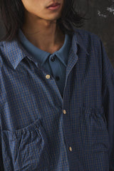 refomed WRIST PATCH WIDE SHIRT "CHECK" 日本設計師品牌 寬幅雙口袋格紋長袖襯衫