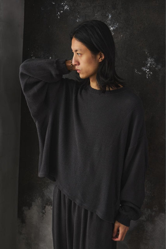 refomed AZEAMI THERMAL TEE 日本設計師品牌 華格夫圓領寬幅長袖上衣 炭灰色
