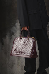 Louis Vuitton Alma GM Patent Leather Top-handle Handbag Burgundy