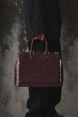 Louis Vuitton Alma GM Patent Leather Top-handle Handbag Burgundy