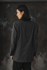 Grey Striped Double-Breasted Peak-Lapel Blazer / Suit Jacket 灰色條紋雙排扣劍領西裝外套