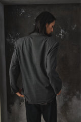 Grey Striped Double-Breasted Peak-Lapel Blazer / Suit Jacket 灰色條紋雙排扣劍領西裝外套