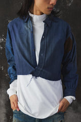 1930s French Hand-Dyed Indigo Patchwork Shirt 30年代法國手染靛藍拼接襯衫