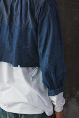 1930s French Hand-Dyed Indigo Patchwork Shirt 30年代法國手染靛藍拼接襯衫