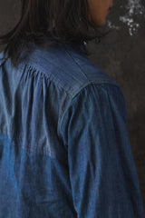 1930s French Hand-Dyed Indigo Patchwork Shirt 30年代法國手染靛藍拼接襯衫