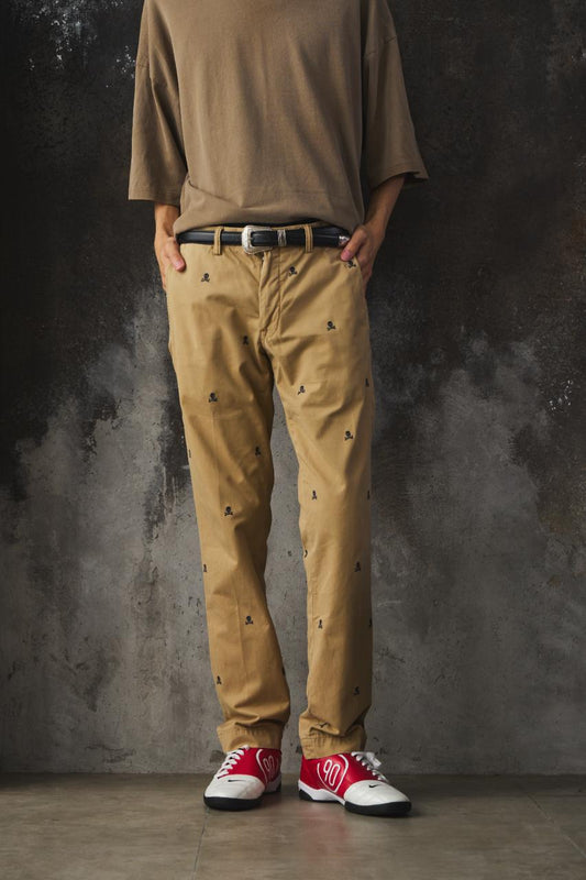 Ralph Lauren Polo Stretch Straight-Fit Skull Crossbones Embroidery Chino Pants