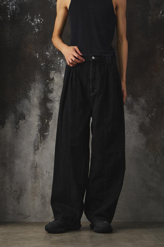 Yoke 3PLEATED WIDE-LEG TROUSERS 日本設計師品牌 黑色寬版棉質褲