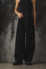 Yoke 3PLEATED WIDE-LEG TROUSERS 日本設計師品牌 黑色寬版棉質褲