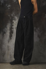 Yoke 3PLEATED WIDE-LEG TROUSERS 日本設計師品牌 黑色寬版棉質褲