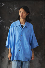 My Beautiful Landlet POPLIN STRIPED SLEEVE SHIRT日本設計師品牌 府綢條紋寬幅短袖襯衫