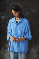 My Beautiful Landlet POPLIN STRIPED SLEEVE SHIRT日本設計師品牌 府綢條紋寬幅短袖襯衫