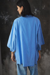 My Beautiful Landlet POPLIN STRIPED SLEEVE SHIRT日本設計師品牌 府綢條紋寬幅短袖襯衫