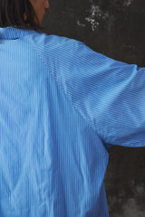My Beautiful Landlet POPLIN STRIPED SLEEVE SHIRT日本設計師品牌 府綢條紋寬幅短袖襯衫