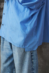 My Beautiful Landlet POPLIN STRIPED SLEEVE SHIRT日本設計師品牌 府綢條紋寬幅短袖襯衫