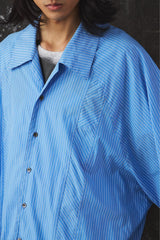 My Beautiful Landlet POPLIN STRIPED SLEEVE SHIRT日本設計師品牌 府綢條紋寬幅短袖襯衫