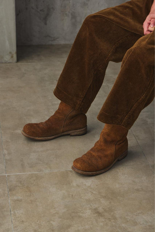Dieciseizerdotto Object-Dyed Reverse Horse Leather Back-Zip Ankle Boots 意大利工匠品牌 棕色反絨麂皮踝靴