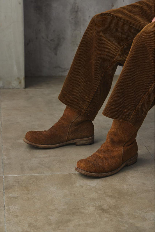Dieciseizerdotto Object-Dyed Reverse Horse Leather Back-Zip Ankle Boots 意大利工匠品牌 棕色反絨麂皮踝靴