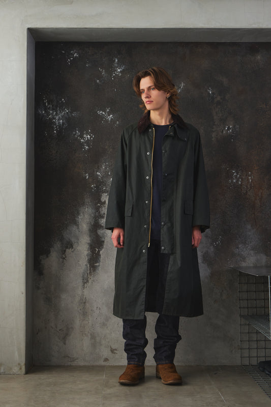 Barbour OS Wax Burghley Jacket 寬版油布長版大衣 全新