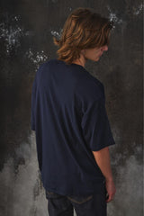 UNITED ARROWS OrganicCotton Narrow Binder T-SHIRT 藍色有機棉窄邊滾領短T