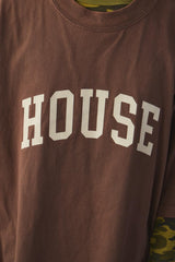 ISNESS MUSIC House Flocky T-shirt 日本設計師品牌 咖啡色植絨印花寬鬆短T