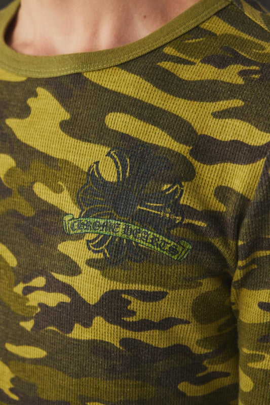 Chrome Hearts Womens Camo Thermal Long Sleeve T-Shirt 克羅心女款迷彩華夫格長袖上衣