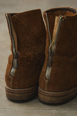 Dieciseizerdotto Object-Dyed Reverse Horse Leather Back-Zip Ankle Boots 意大利工匠品牌 棕色反絨麂皮踝靴