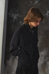 Old Joe Brand WAVY RIB TRAINING Jacket 日本設計師品牌 黑色波浪羅紋針織夾克