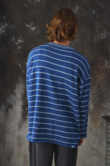 Porter Classic - CLASSIC BORDER MOCK NECK LONG SLEEVE SHIRT - BLUE