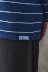 Porter Classic - CLASSIC BORDER MOCK NECK LONG SLEEVE SHIRT - BLUE