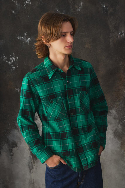 2000’s Vintage Schott NYC "DELUXE" Western Plaid Cotton Flannel Shirt 格紋棉質法蘭絨襯衫