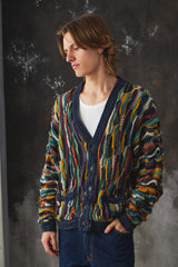 1990’s COOGI Australia Classic Multi-Color 3D Knit Cotton Cardigan 澳洲古著 多色立體針織純棉開襟衫&nbsp; 澳洲製