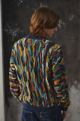 1990’s COOGI Australia Classic Multi-Color 3D Knit Cotton Cardigan 澳洲古著 多色立體針織純棉開襟衫&nbsp; 澳洲製