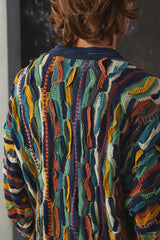 1990’s COOGI Australia Classic Multi-Color 3D Knit Cotton Cardigan 澳洲古著 多色立體針織純棉開襟衫&nbsp; 澳洲製