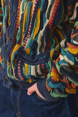 1990’s COOGI Australia Classic Multi-Color 3D Knit Cotton Cardigan 澳洲古著 多色立體針織純棉開襟衫&nbsp; 澳洲製