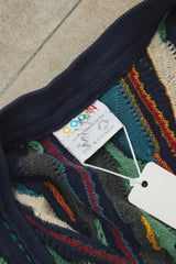1990’s COOGI Australia Classic Multi-Color 3D Knit Cotton Cardigan 澳洲古著 多色立體針織純棉開襟衫&nbsp; 澳洲製