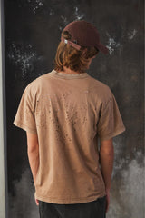 Satisfy MothTech™ Distressed Cotton-Jersey T-Shirt 法國運動品牌 棕色仿舊破壞透氣短T