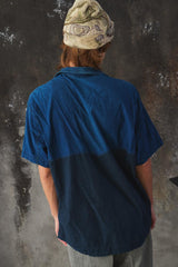 Umii 908 Indigo Two-Tone Pullover Shirt 45R支線 雙色拼接藍染半開襟套頭短袖襯衫