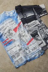 Vintage 90s Los Angeles Dodgers "Front Pages" All Over Print T-Shirt 90年代 洛杉磯道奇隊「報紙頭版」滿版印花古著短T