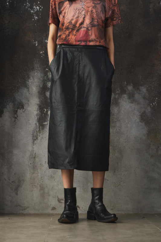 Vintage European Leather Pencil Skirt 古著 皮革鉛筆裙