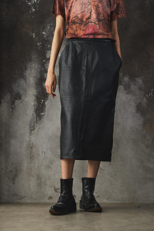Vintage European Leather Pencil Skirt 古著 皮革鉛筆裙